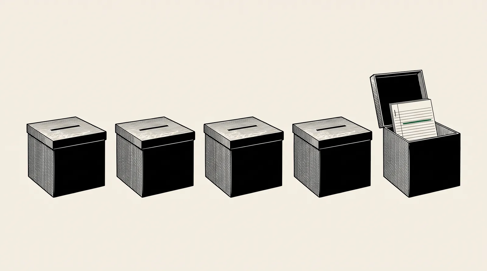 plate 3, five closed, one open